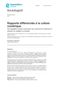 Rapports différenciés à la culture numérique_