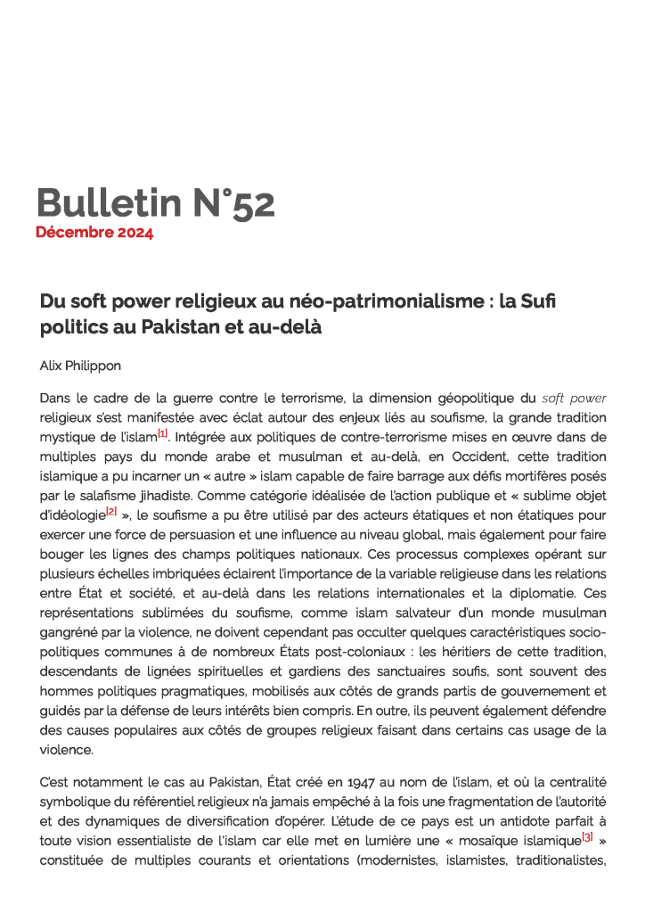 Du soft power religieux au néo-patrimonialisme _ la Sufi politics au Pakistan et au-delà – Observatoire