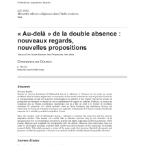 "Beyond the double absence _ new perspectives, new proposals