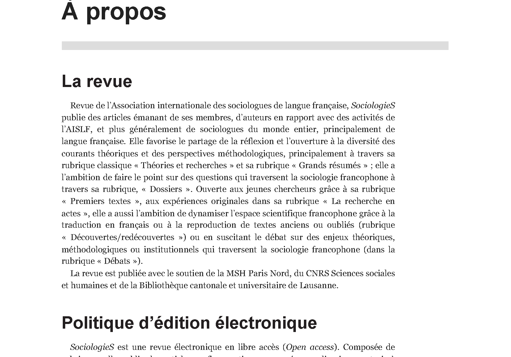 revue sociologies revue sociologies