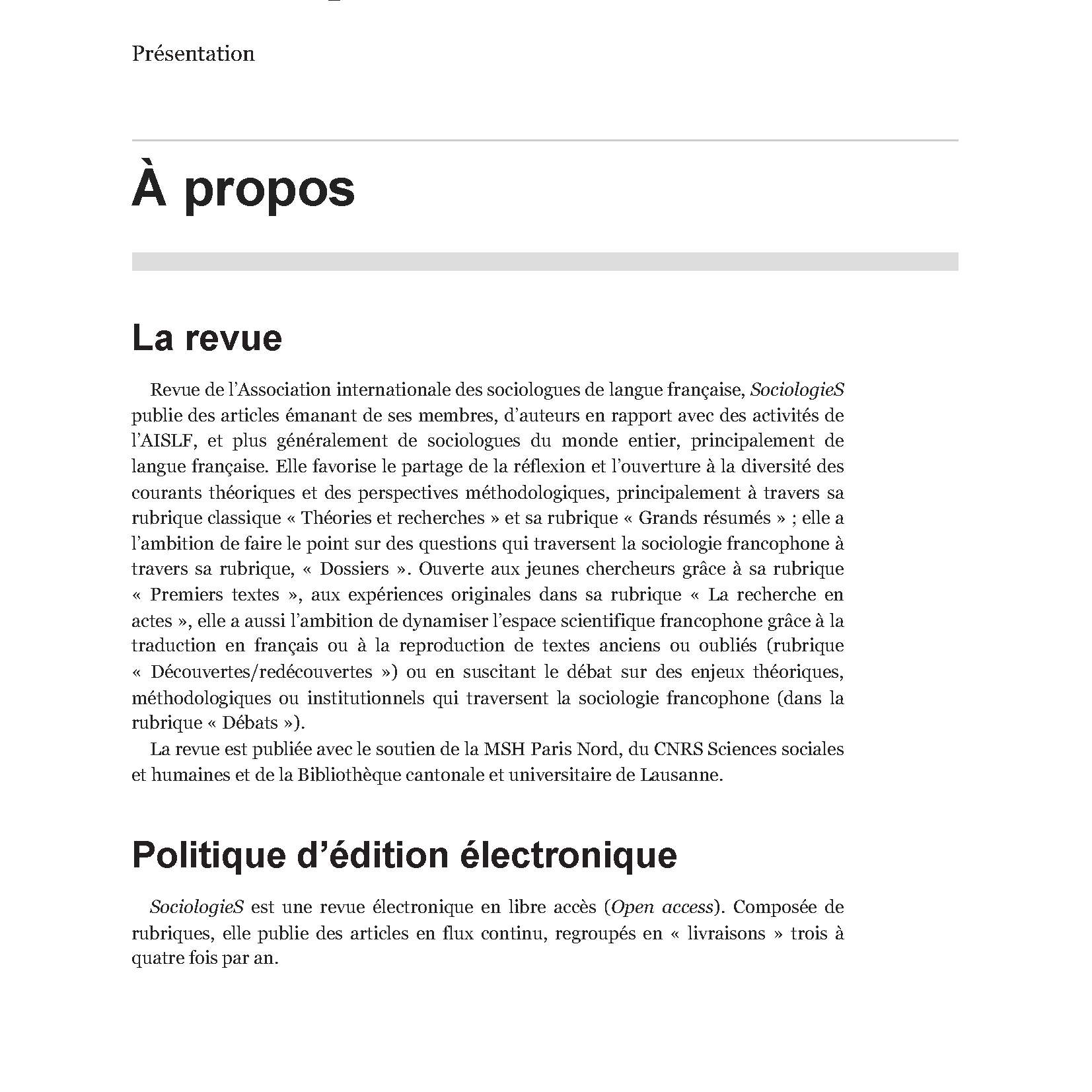 sociologies magazine